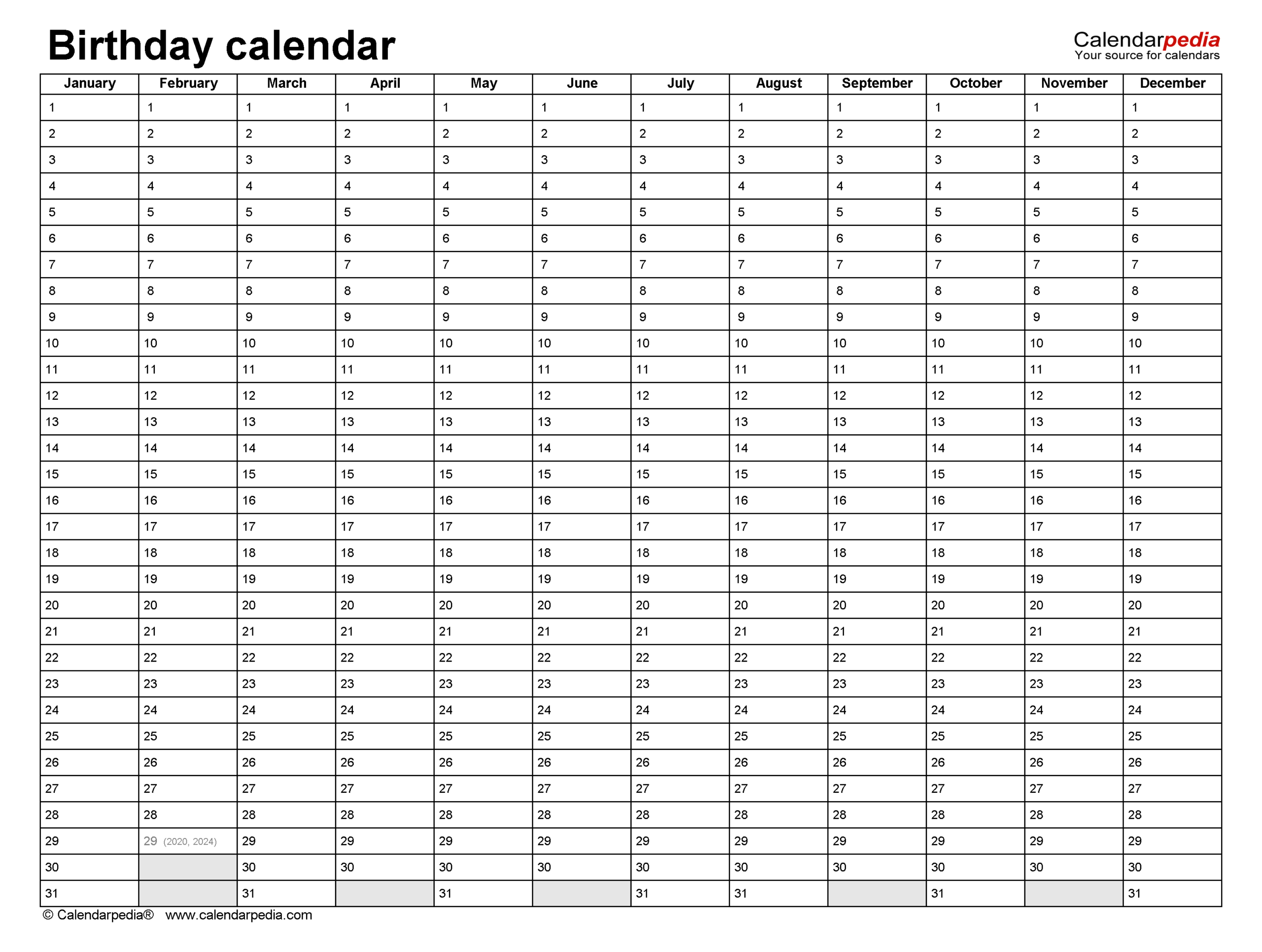 Birthday Calendars – Free Printable Microsoft Word Templates Pertaining To Personal Word Wall Template