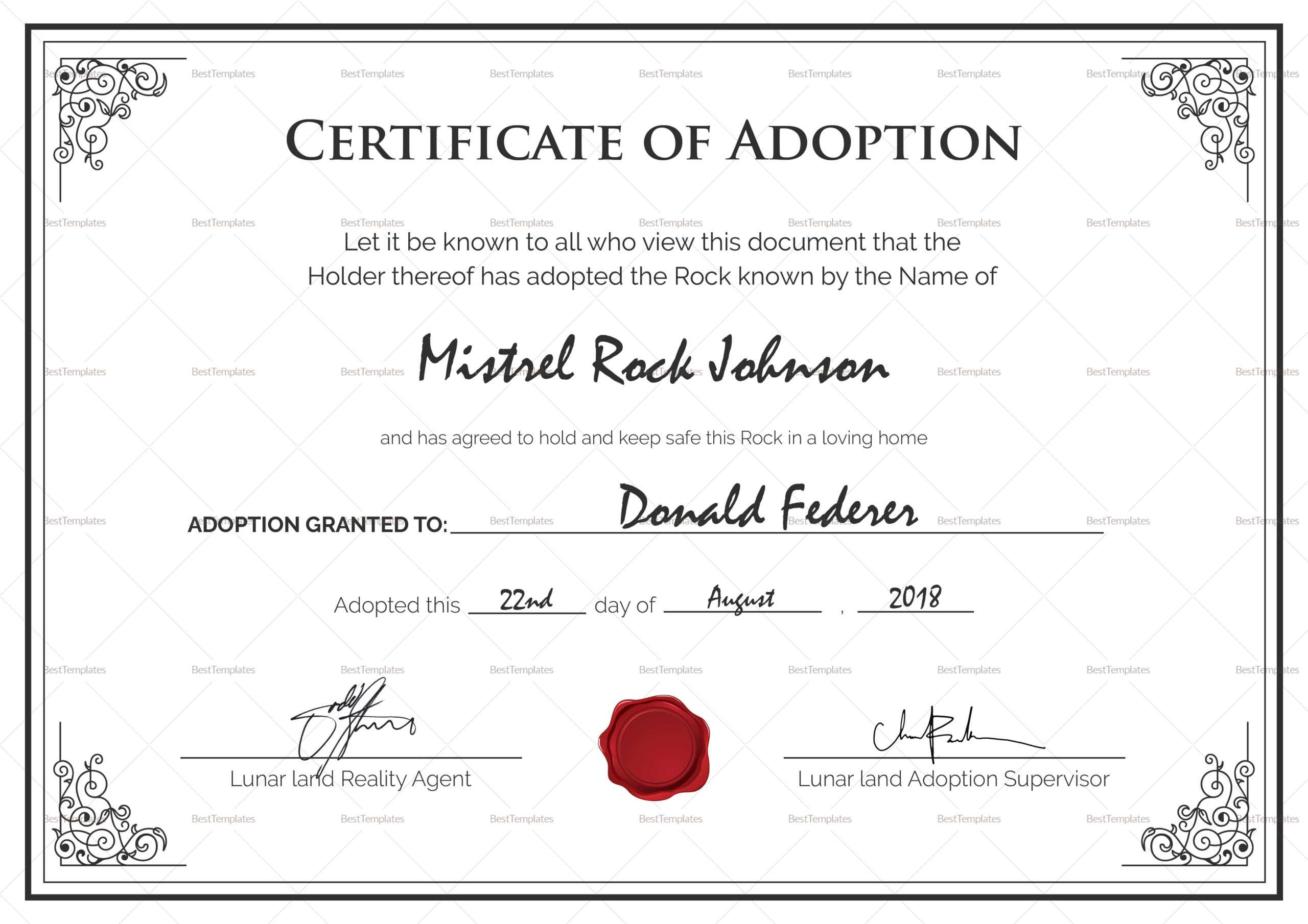 Blank Adoption Certificate Template – Calep.midnightpig.co In Blank Adoption Certificate Template