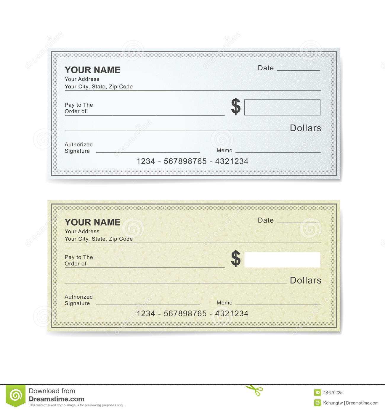 Blank Bank Check Template Stock Vector. Illustration Of With Blank Business Check Template
