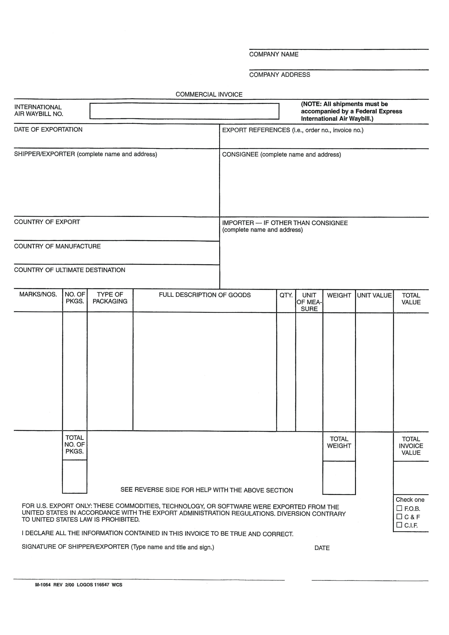 Blank Commercial Invoice Word | Templates At Intended For Commercial Invoice Template Word Doc