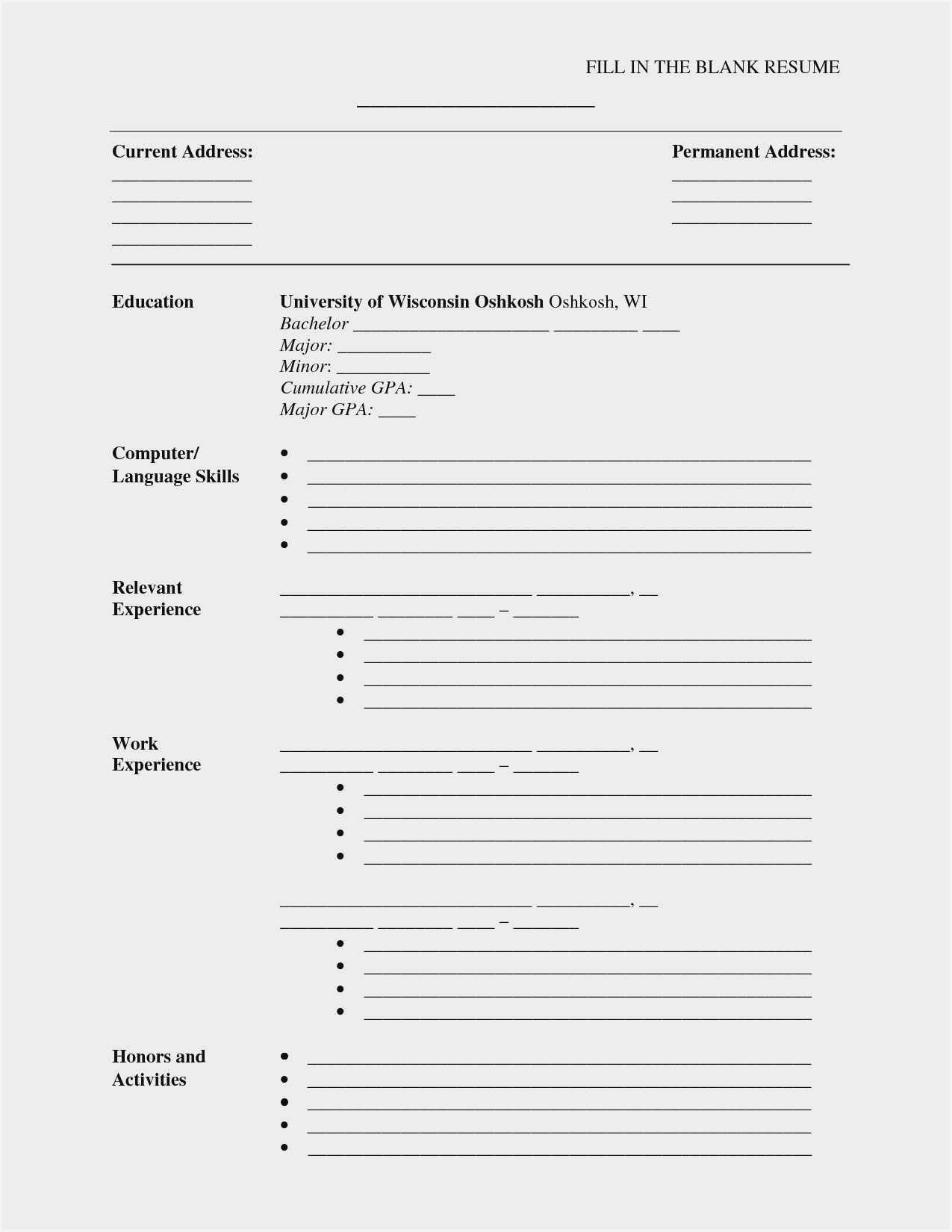 Blank Cv Format Word Download – Resume : Resume Sample #3945 In Free Blank Cv Template Download