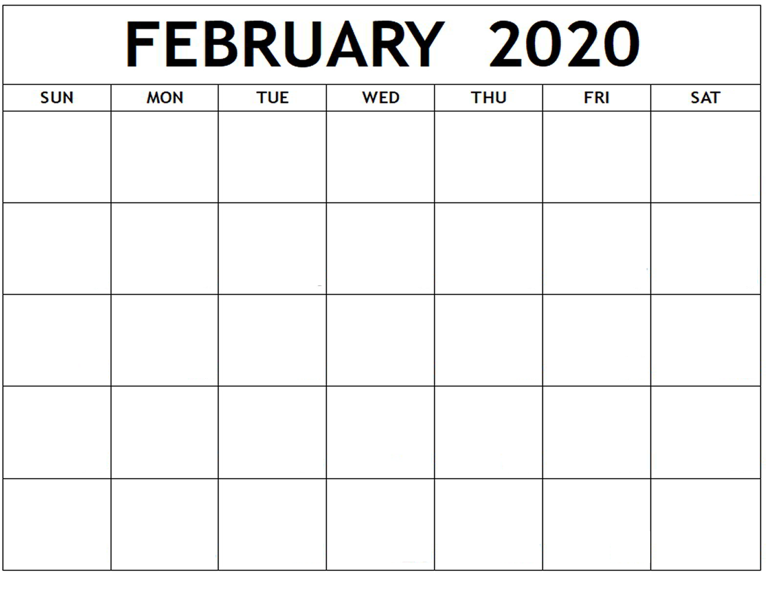 Blank February 2020 Calendar – Manage Work Activities | 12 With Blank Activity Calendar Template