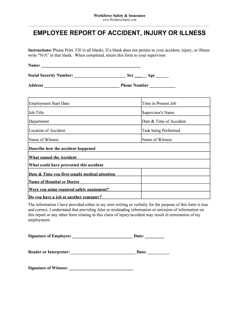 Blank Incident And Injury Report Pdf – Fill Online Intended For Incident Report Form Template Word