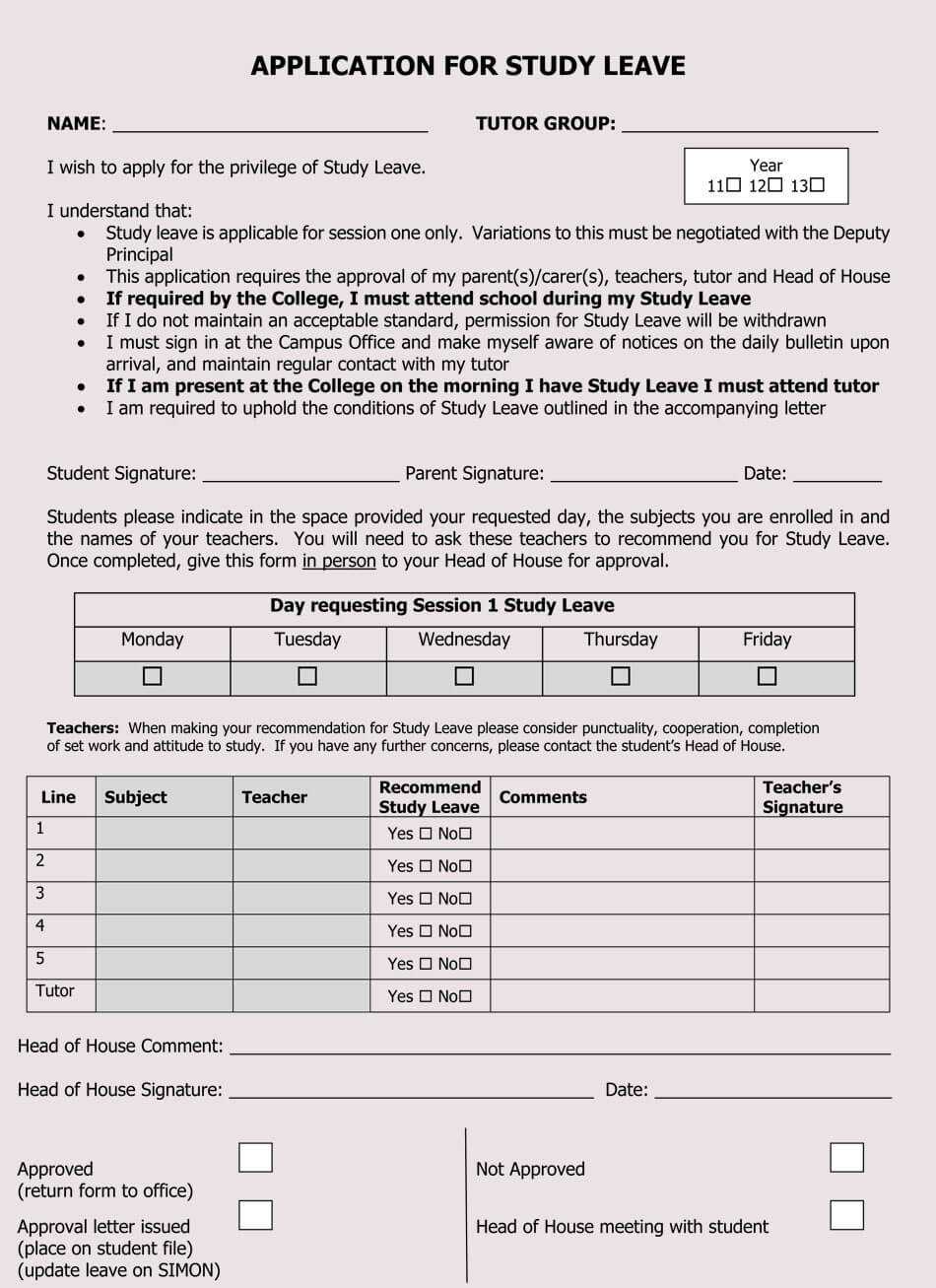 Blank Leave Application Form Templates (8+ Pdf Samples) Within School Registration Form Template Word