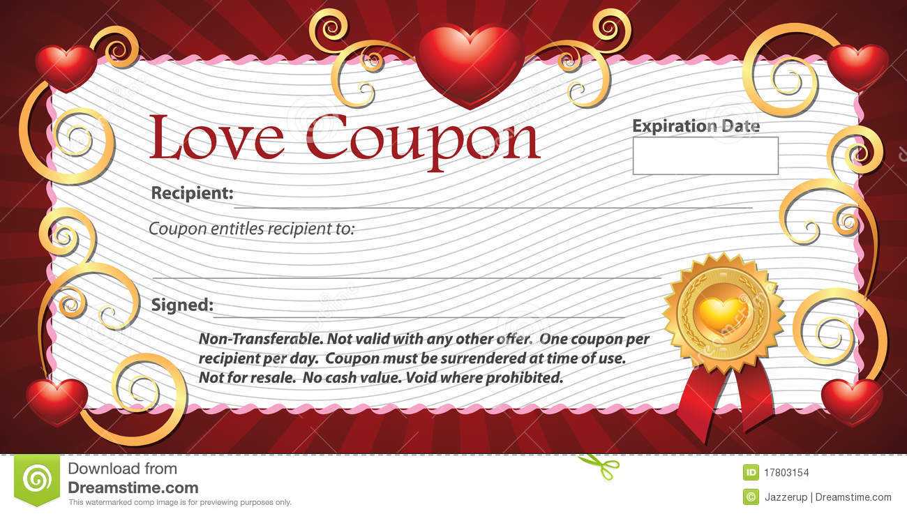 Blank Love Coupon Stock Illustration. Illustration Of In Love Coupon Template For Word