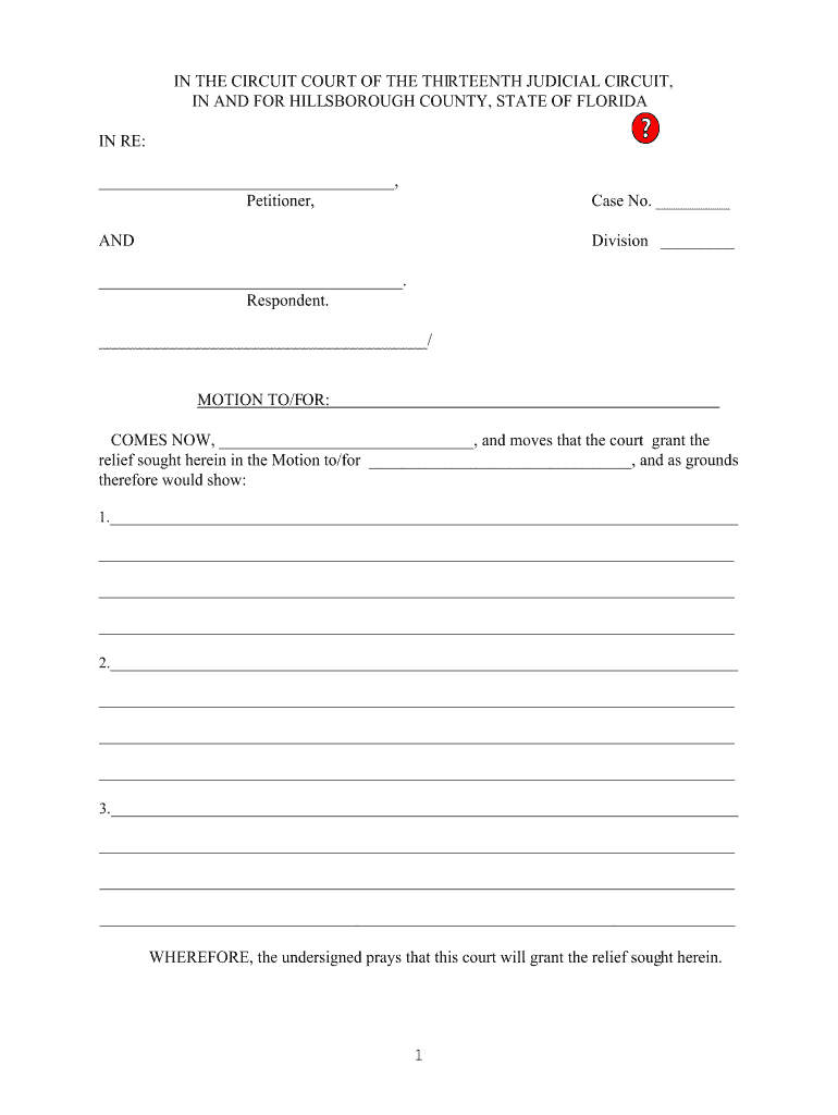 Blank Motion Form Florida – Fill Out And Sign Printable Pdf Template |  Signnow With Regard To Blank Legal Document Template