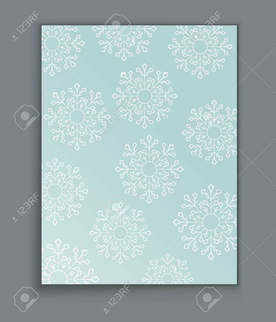 Blank Paper Page With Christmas Snowflake Pattern Vector Template. Inside Blank Snowflake Template