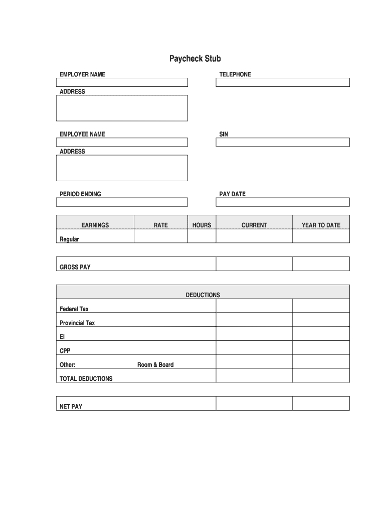 Blank Pay Stub – Fill Online, Printable, Fillable, Blank With Regard To Editable Blank Check Template
