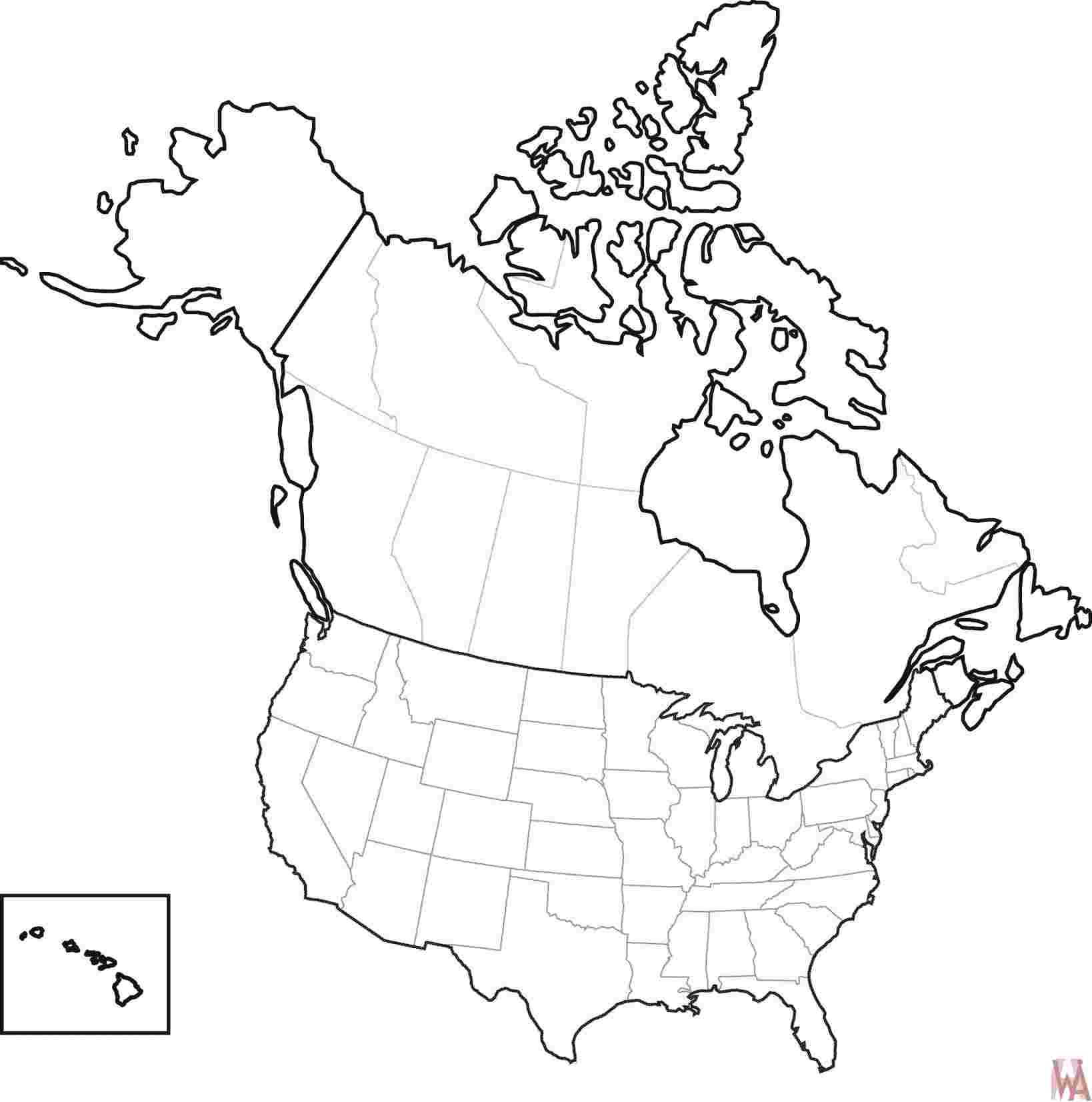 Blank Printable Map Of The United States And Canada Blank For Blank Template Of The United States