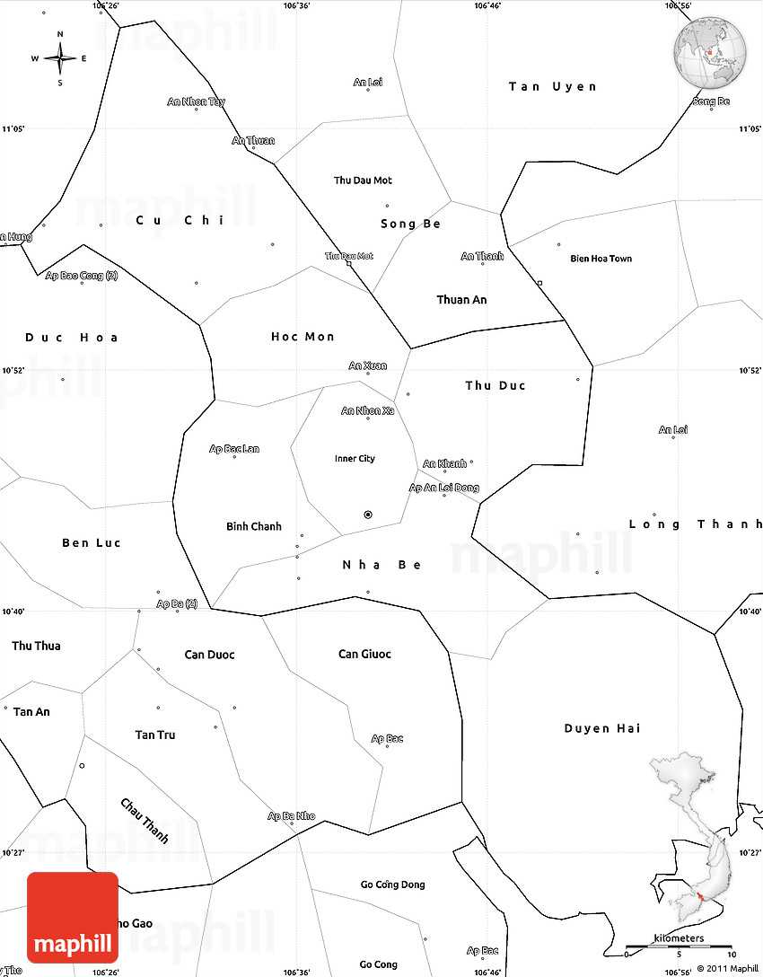 Blank Simple Map Of Ho Chi Minh City With Regard To Blank City Map Template
