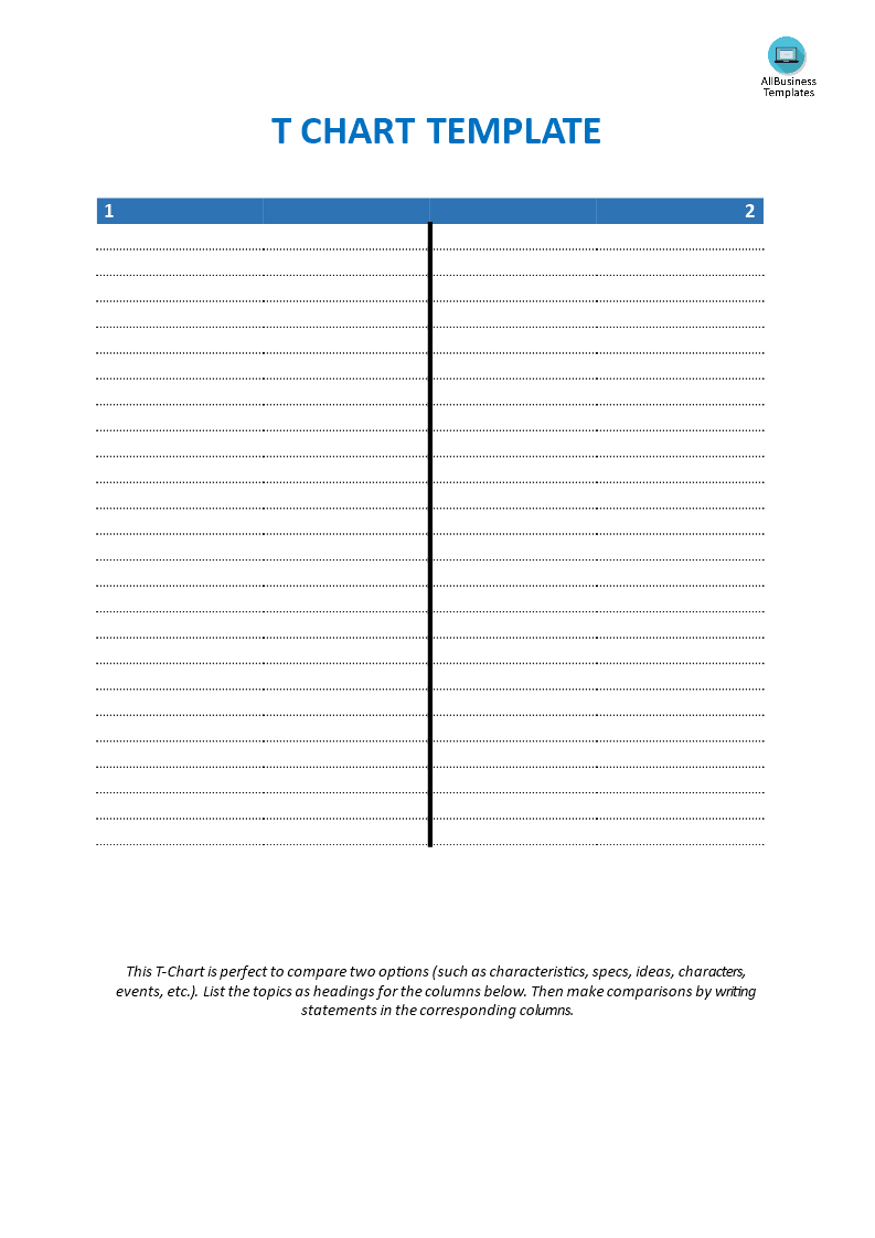 Blank T Chart Template | Templates At Allbusinesstemplates With T Chart Template For Word