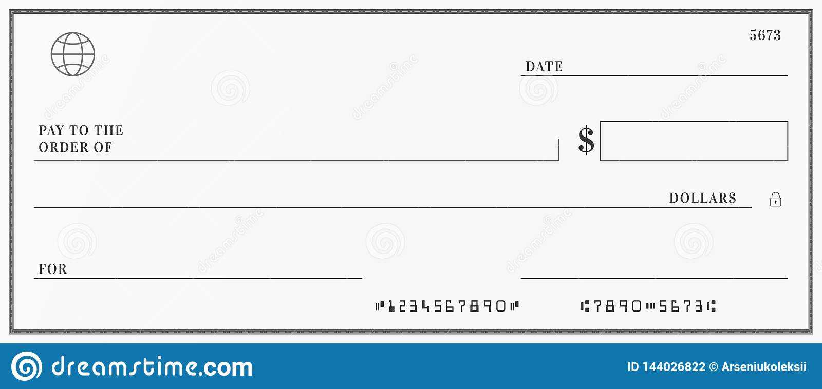 Blank Template Of The Bank Check. Stock Vector In Large Blank Cheque Template