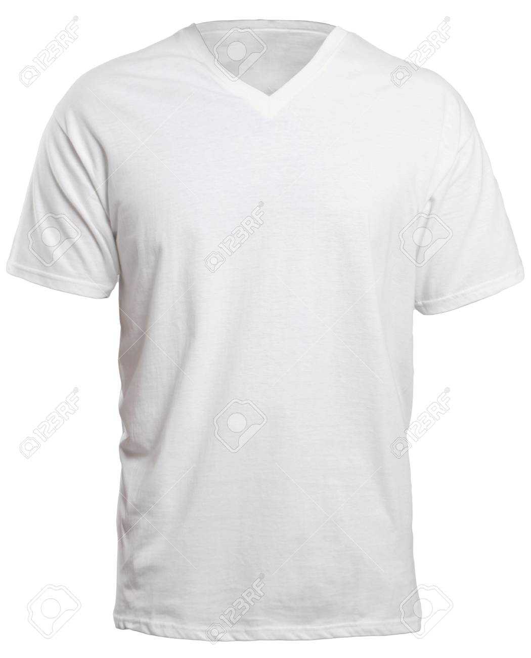 Blank V Neck Shirt Mock Up Template, Front View, Isolated On.. With Regard To Blank V Neck T Shirt Template
