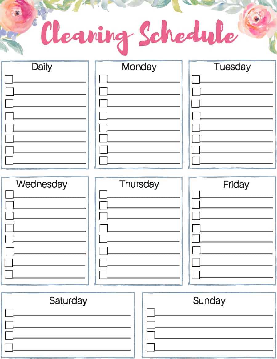 Blank Weekly Cleaning Schedule – Dalep.midnightpig.co Inside Blank Cleaning Schedule Template