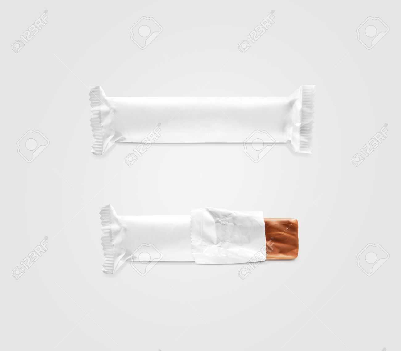 Blank White Candy Bar Plastic Wrap Mockup Isolated. Closed And.. In Free Blank Candy Bar Wrapper Template