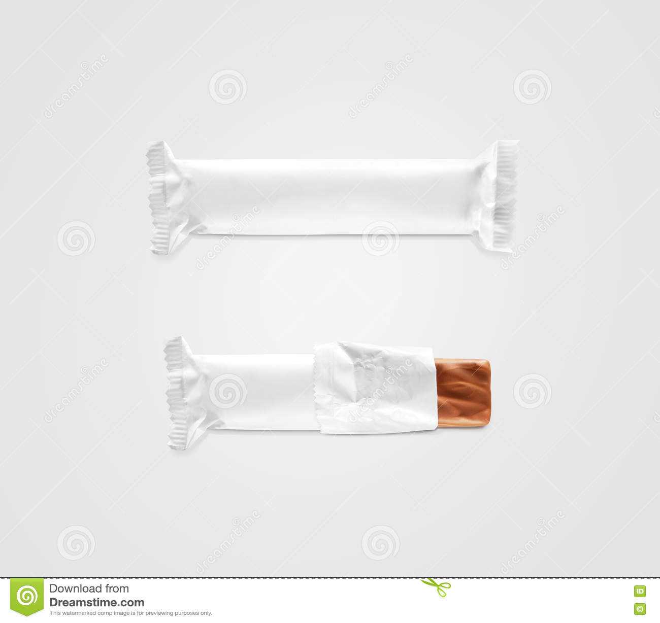 Blank White Candy Bar Plastic Wrap Mockup Isolated. Stock Pertaining To Blank Candy Bar Wrapper Template