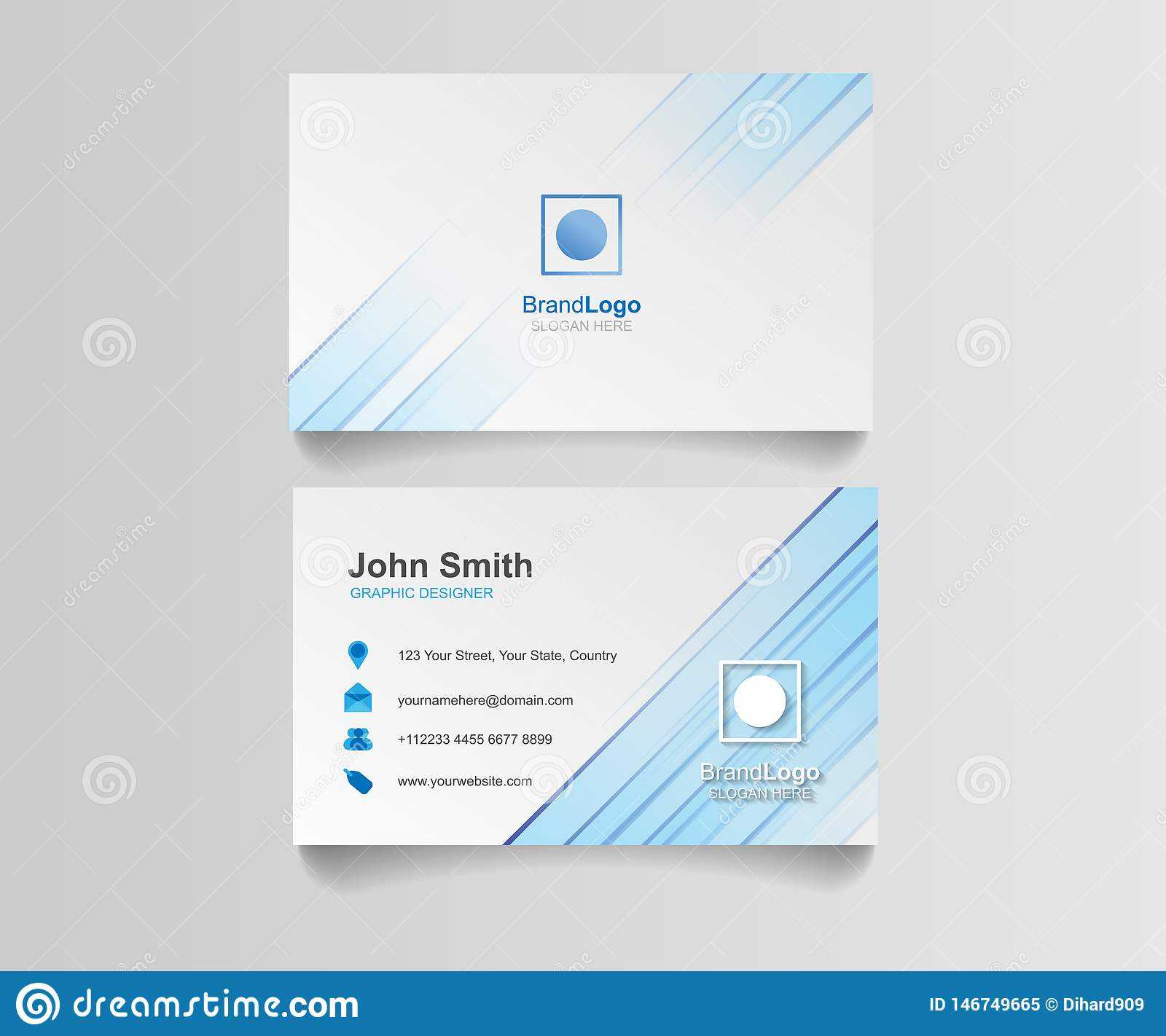 Blue Business Card Template Illustration Design. Identity Throughout Blank Business Card Template Download