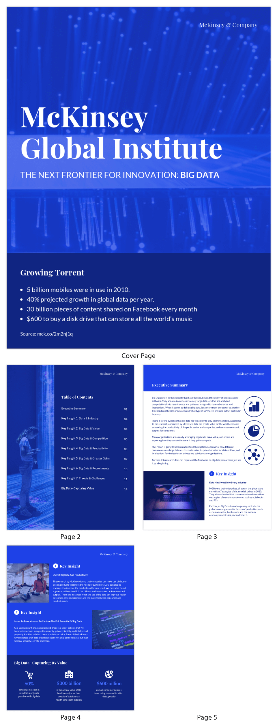 Blue Tech Mckinsey Consulting Report Template Throughout Mckinsey Consulting Report Template