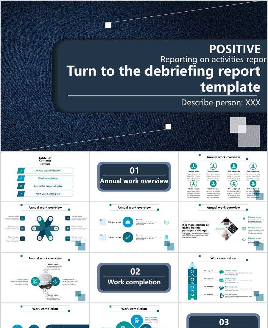 Blue Turn To The Debriefing Report Ppt Template Powerpoint Pertaining To Debriefing Report Template
