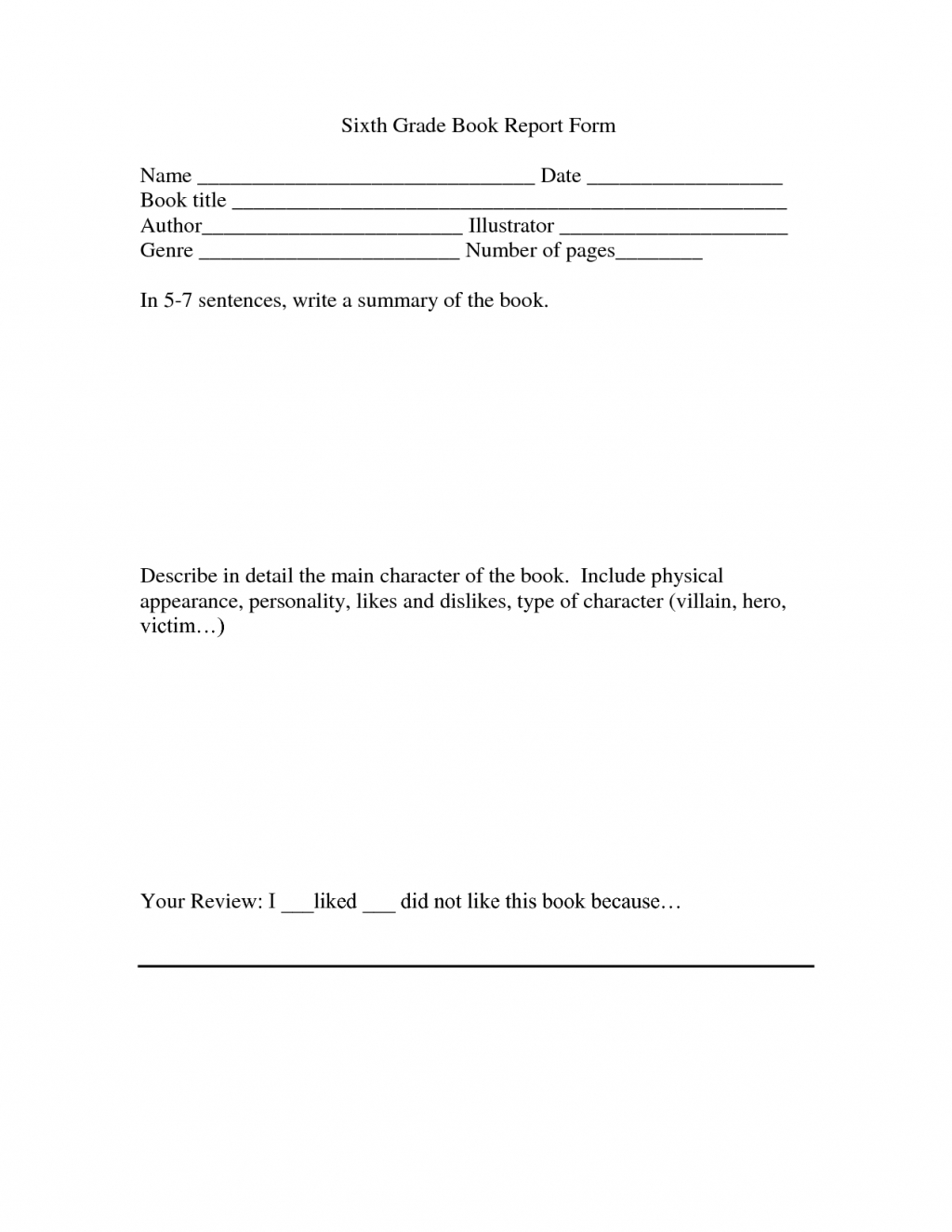 Book Report Essay Format Student Sample Review Pdf Multiple Within 6Th Grade Book Report Template