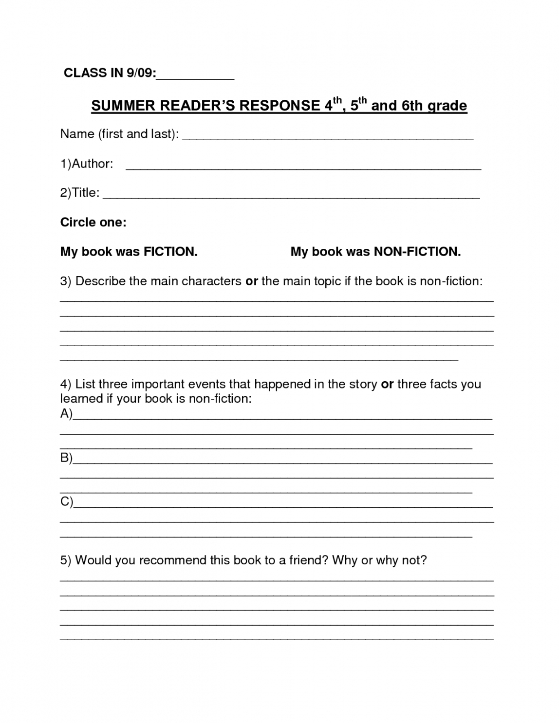 Book Report Template 8Th Grade For First Grade Book Report Template