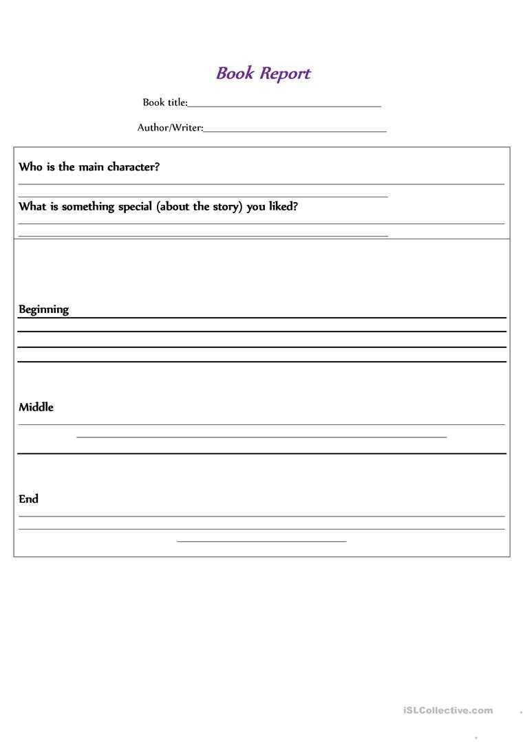 Book Report Template – English Esl Worksheets For Distance Regarding Story Report Template