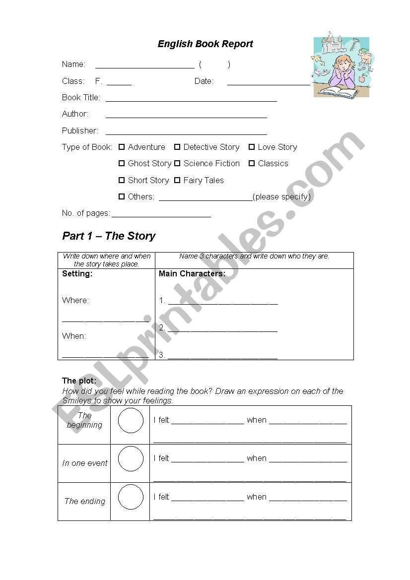 Book Report Template – Esl Worksheetfellowcoco With Regard To Story Report Template