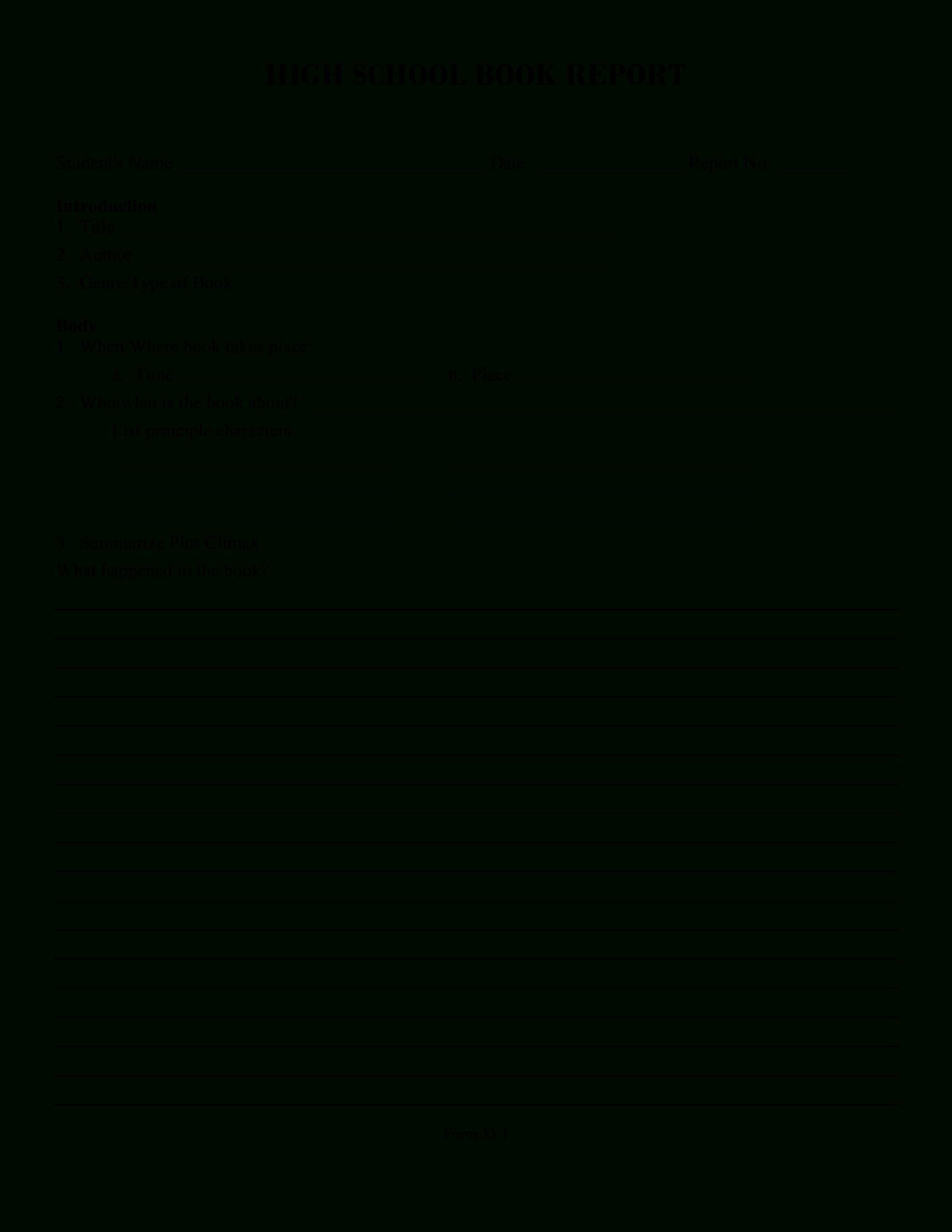 Book Report Template For High School – Dalep.midnightpig.co Throughout Book Report Template Middle School