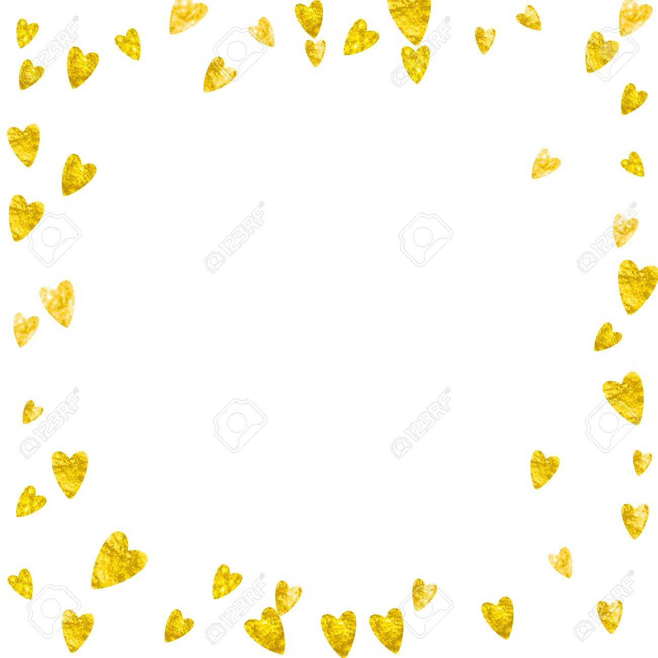 Bridal Shower Background With Gold Glitter Hearts. Valentine Day. Vector  Confetti. Hand Drawn. Love Theme For Poster, Gift Certificate, Banner. Intended For Bridal Shower Banner Template