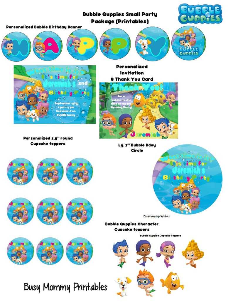 Bubble Guppies Party Package/ Bubble Guppies Birthday/ Personalized/digital  Download In Bubble Guppies Birthday Banner Template