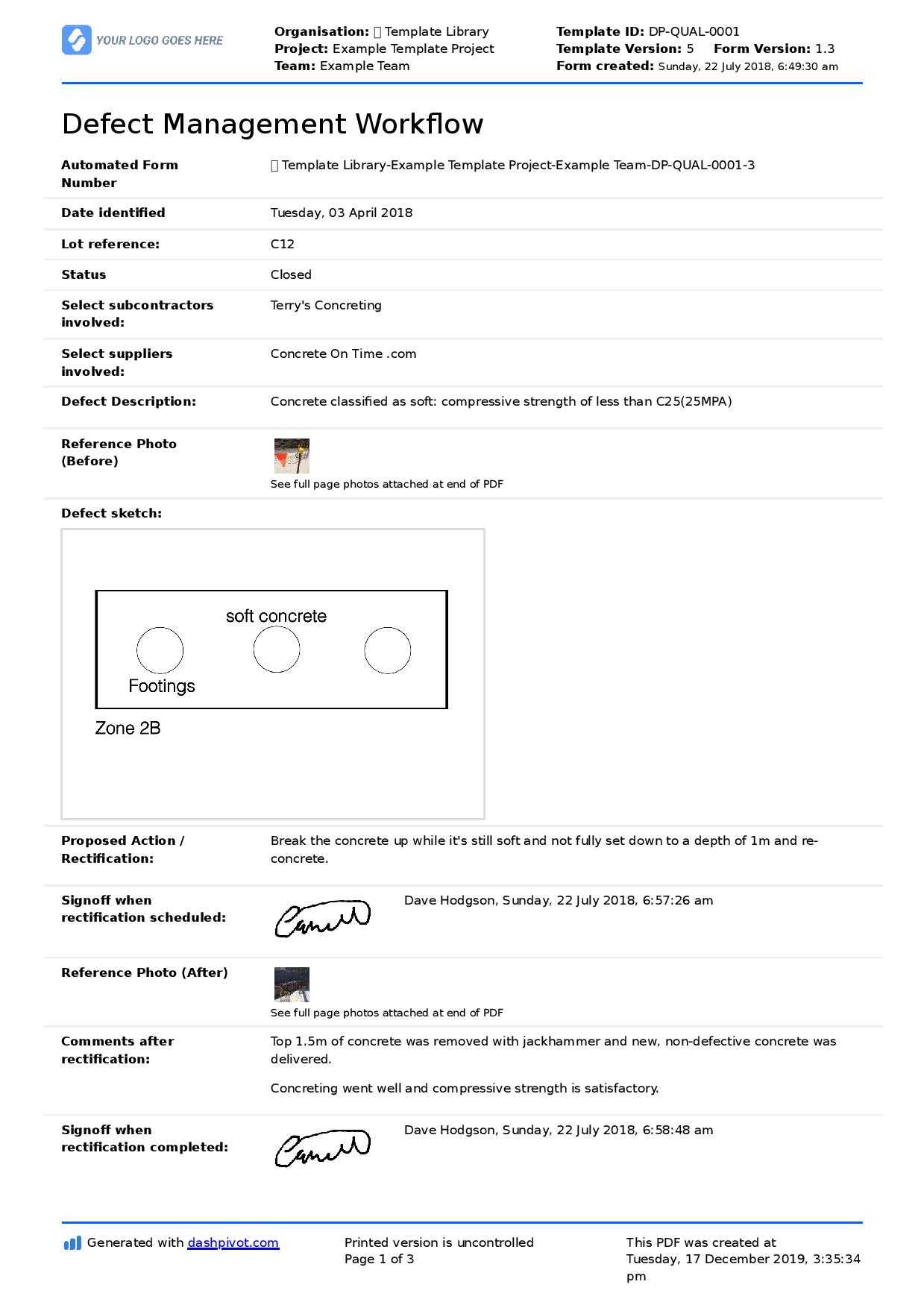 Building Defect Report: Free Sample And Editable Template Within Building Defect Report Template