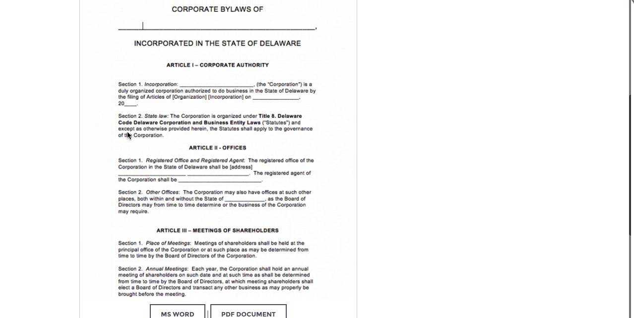 Bylaws Template Word – Calep.midnightpig.co With Regard To Corporate Bylaws Template Word