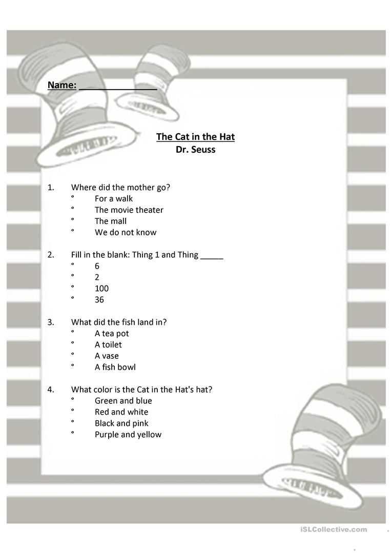 Cat In The Hts Hat Printable Dr Seuss The Cat In The Hat For Blank Cat In The Hat Template