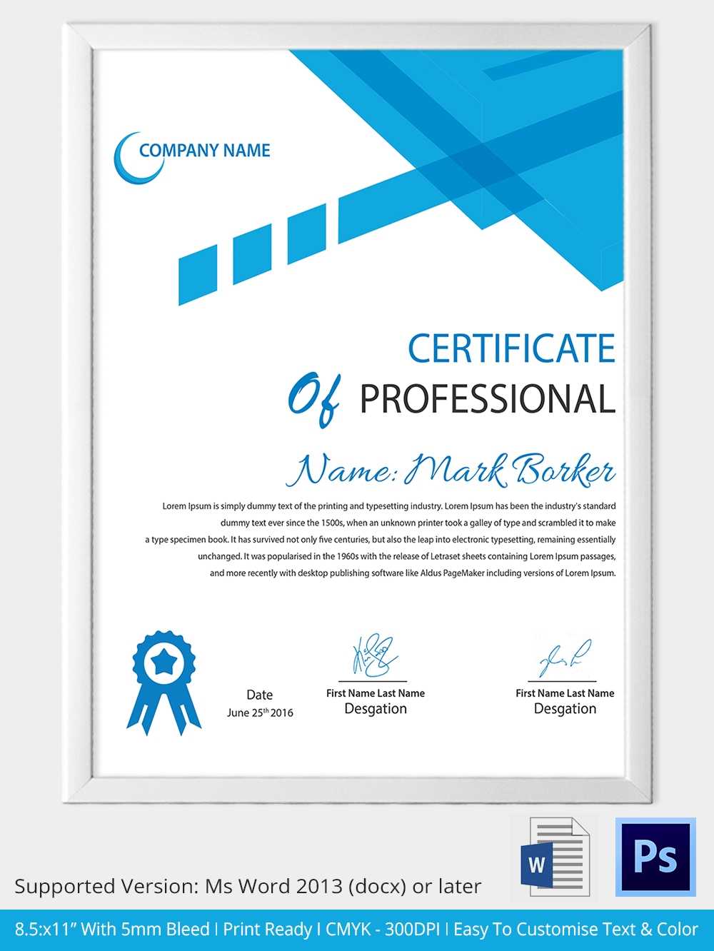 Certificate Of Achievement Design - Yeppe Intended For Professional Certificate Templates For Word