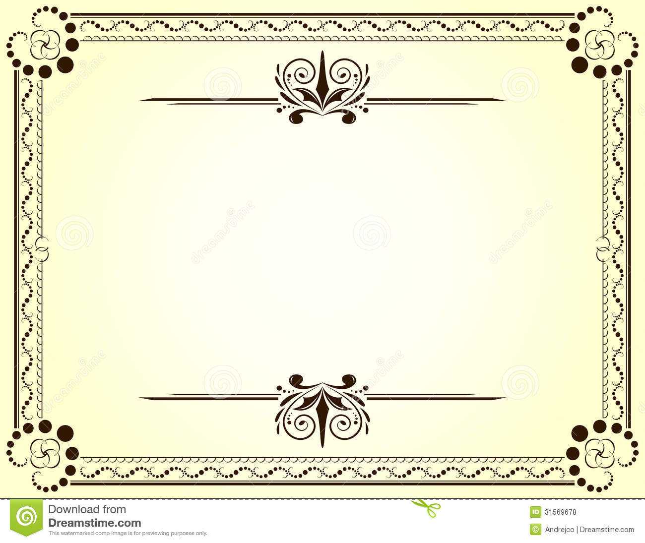 Certificate Stock Vector. Illustration Of Vignette, Frame With Regard To Blank Certificate Templates Free Download