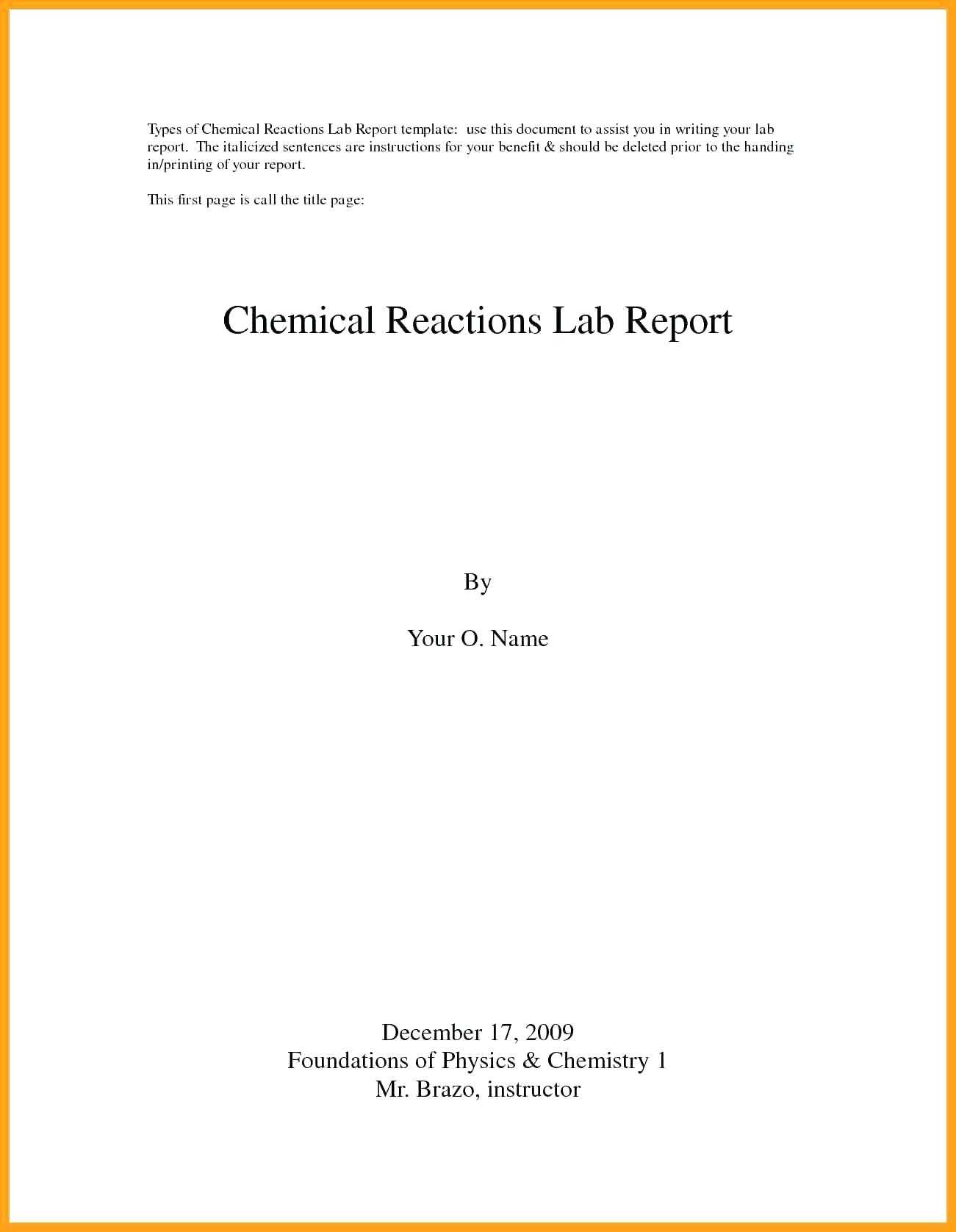 Chemistry Lab Report Template Word – Heartwork For Physics Lab Report Template