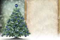 Christmas Card Template - Xmas Tree And Blank Space For Text for Blank Christmas Card Templates Free