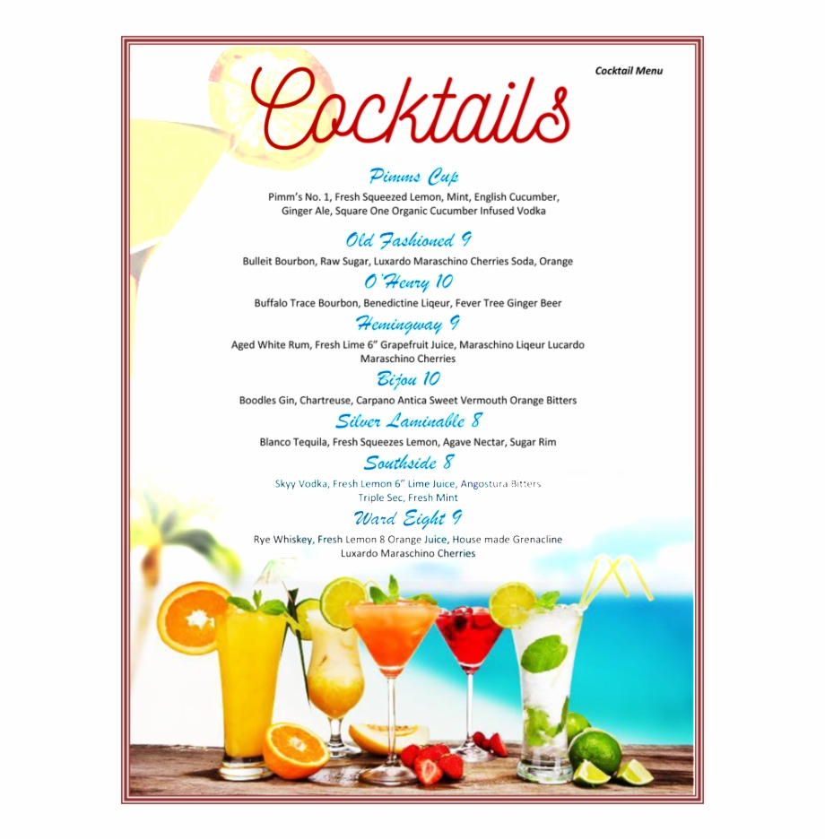 Cocktail Drinks Menu Template Free 239534 - Cocktail Menu With Regard To Cocktail Menu Template Word Free