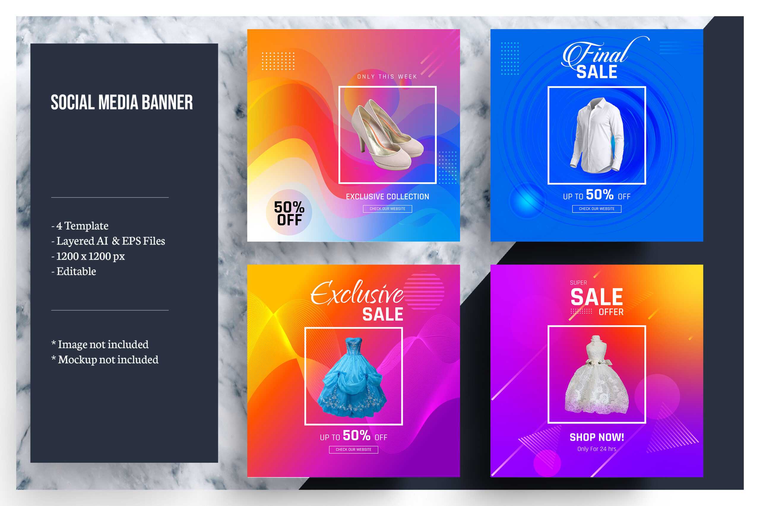 Colorful Social Media Banner Template Inside Product Banner Template