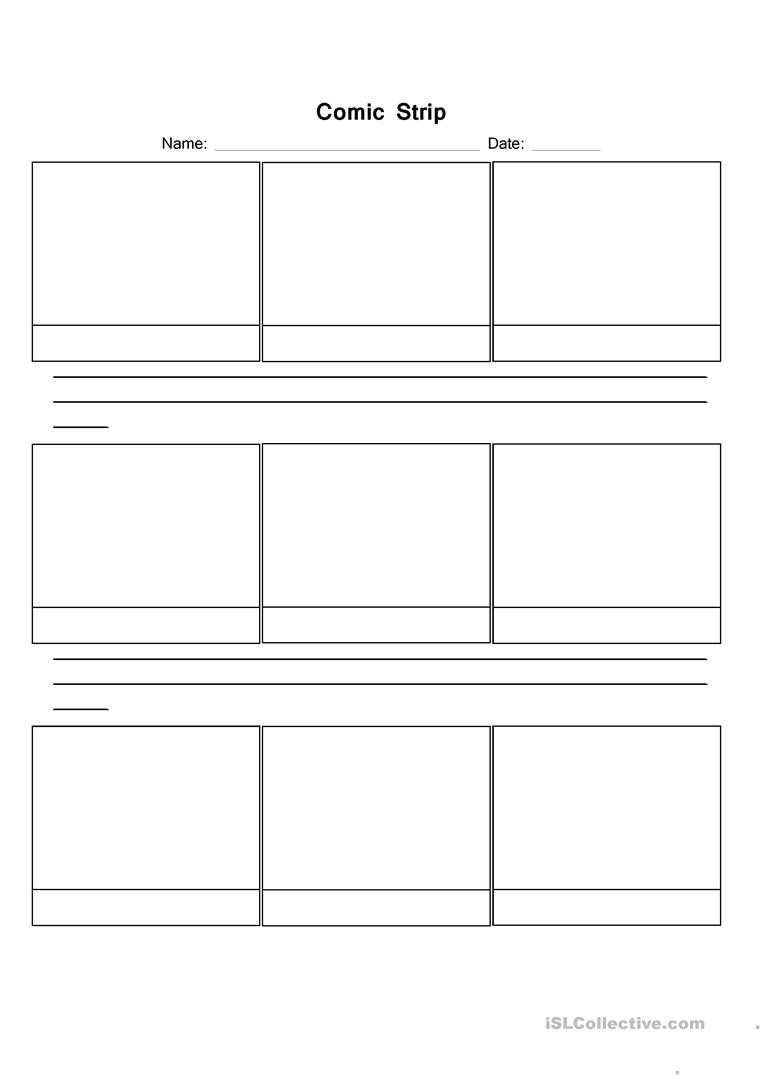 Comic Strip Template – English Esl Worksheets For Distance With Regard To Printable Blank Comic Strip Template For Kids