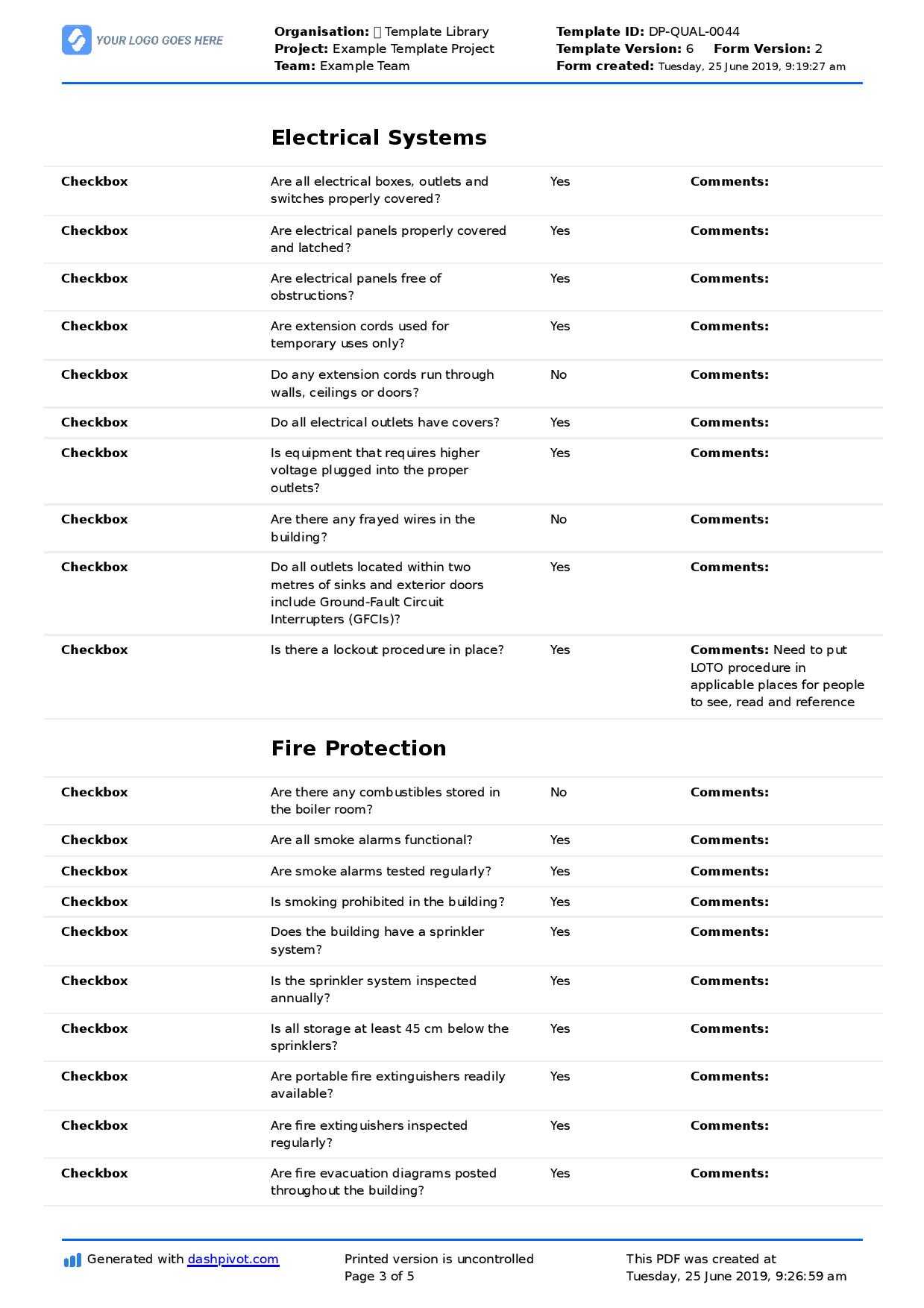 Commercial Property Inspection Checklist Template (Use It Intended For Commercial Property Inspection Report Template