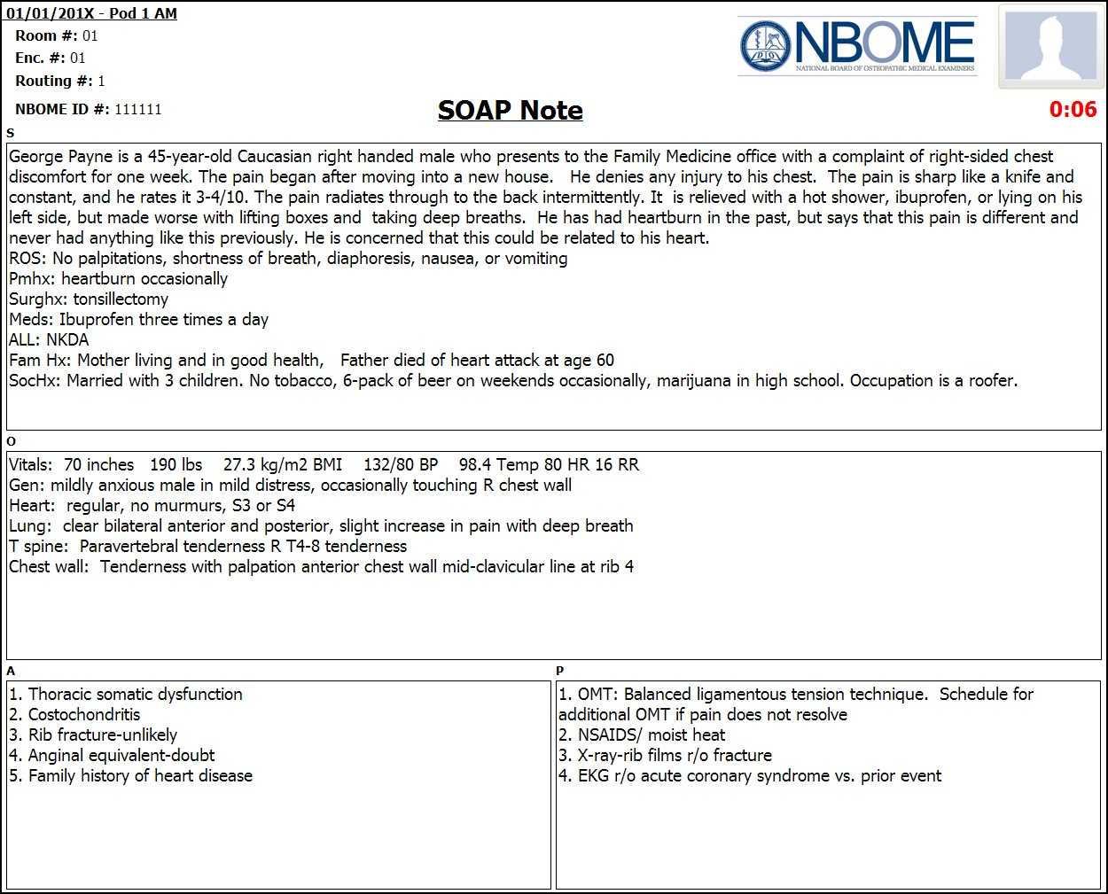 Completed Esoap Note Sample — Nbome Inside Soap Report Template