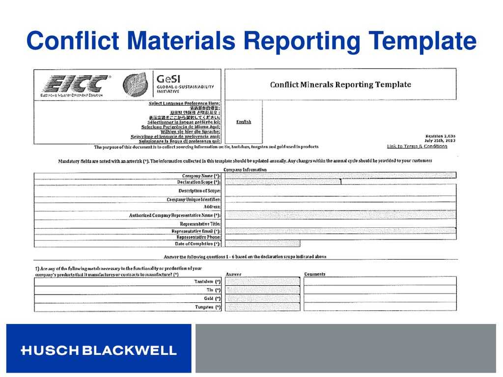 Conflict Minerals: Not Just For Public Companies – What Intended For Conflict Minerals Reporting Template