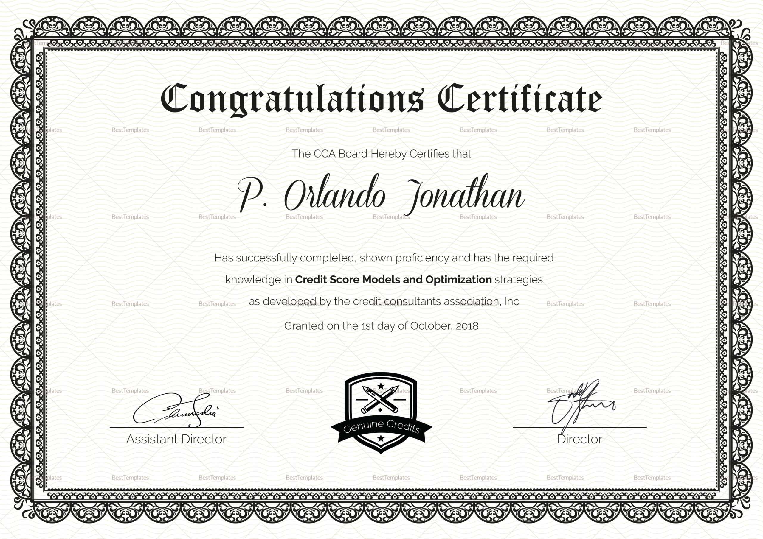 Congratulations Certificates – Calep.midnightpig.co For Congratulations Certificate Word Template