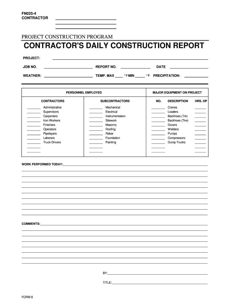 Construction Daily Report Form – Dalep.midnightpig.co In Daily Inspection Report Template
