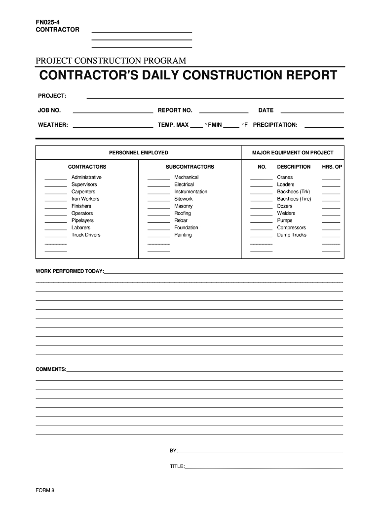 Construction Daily Report Form – Dalep.midnightpig.co Pertaining To Superintendent Daily Report Template