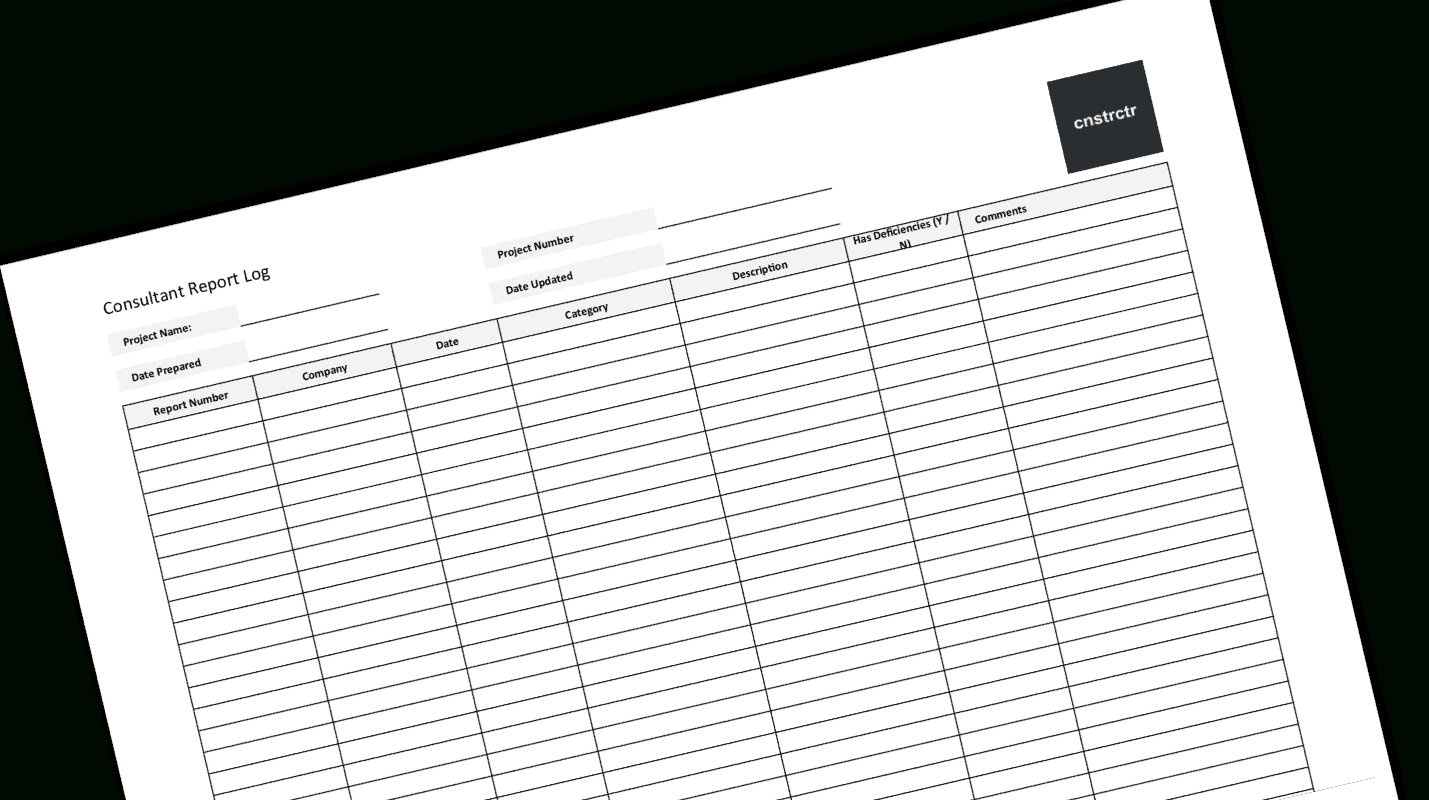 Construction Deficiency Log And Punch List Template For Construction Deficiency Report Template