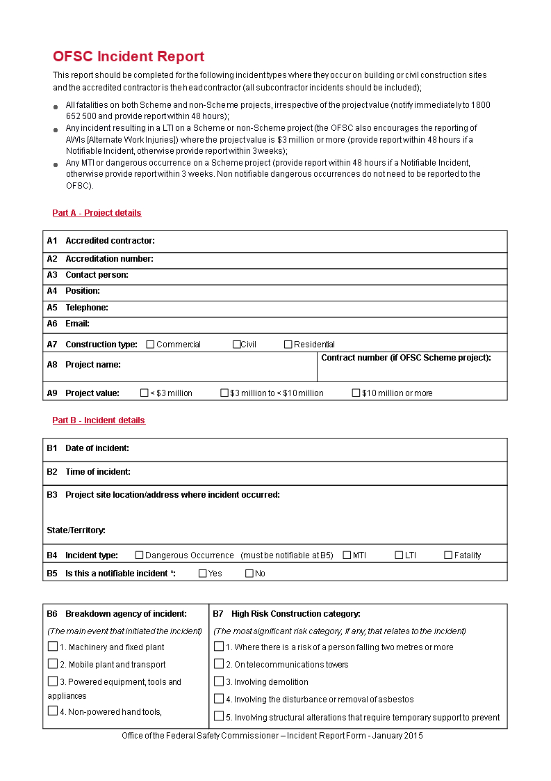 Construction Incident Report Form | Templates At Within Construction Accident Report Template