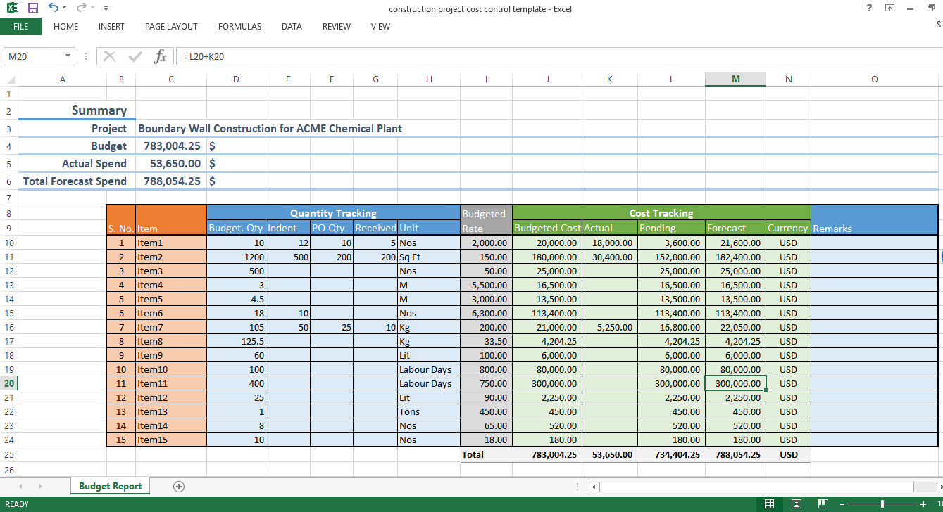 Construction Project Cost Control Excel Template Workpack In Job Cost ...