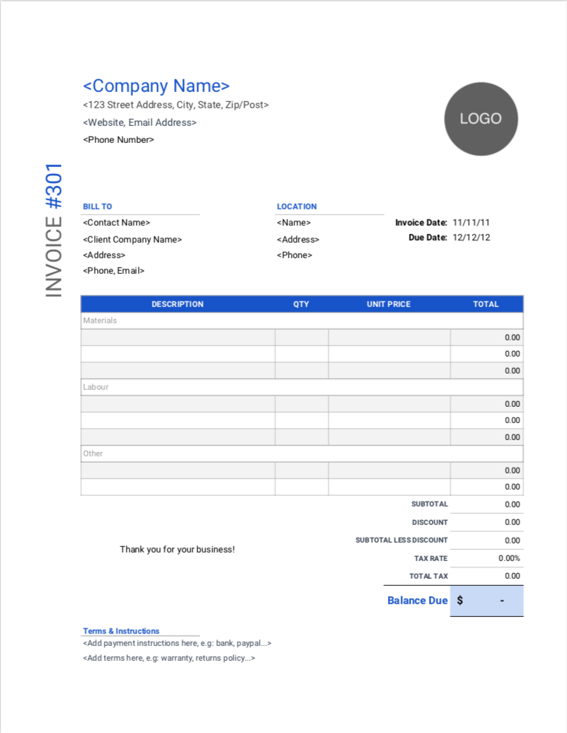 Contractor Invoice Templates | Free Download | Invoice Simple In Free Downloadable Invoice Template For Word